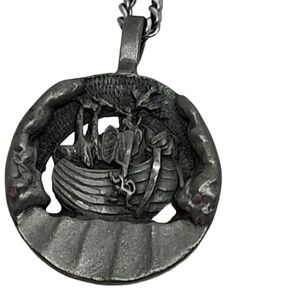 Vintage Vernon G. Wilson Noah's Ark Necklace Roman Inc Genesis 9:13 Pewter